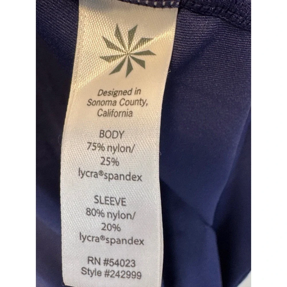 Athleta Rashguard Navy Blue Pacifica Striped Long Sleeve Swim Top 242999 Size M